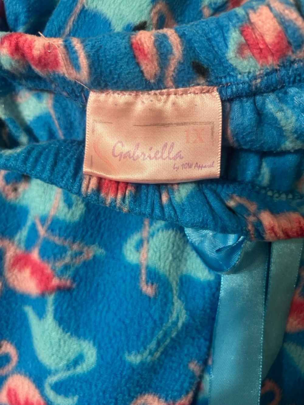 Gabriella by 10W Apparel Blue Flamingo Fleece Pajama Lounge Pants XL - Picture 2 of 8